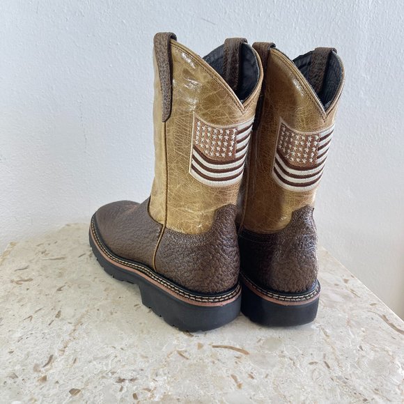 J.B.DILLON Reserve Cowboy Men's Boots Brown/beige leather Western Boots size 8.5 - Picture 15 of 16